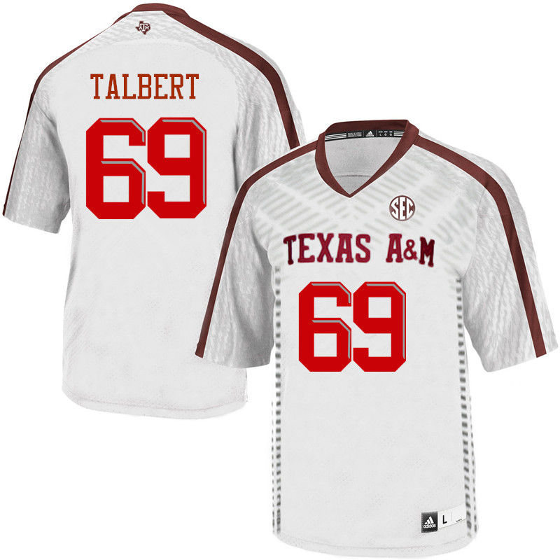 Men #69 Brayden Talbert Texas A&M Aggies College Football Jerseys-White - Click Image to Close